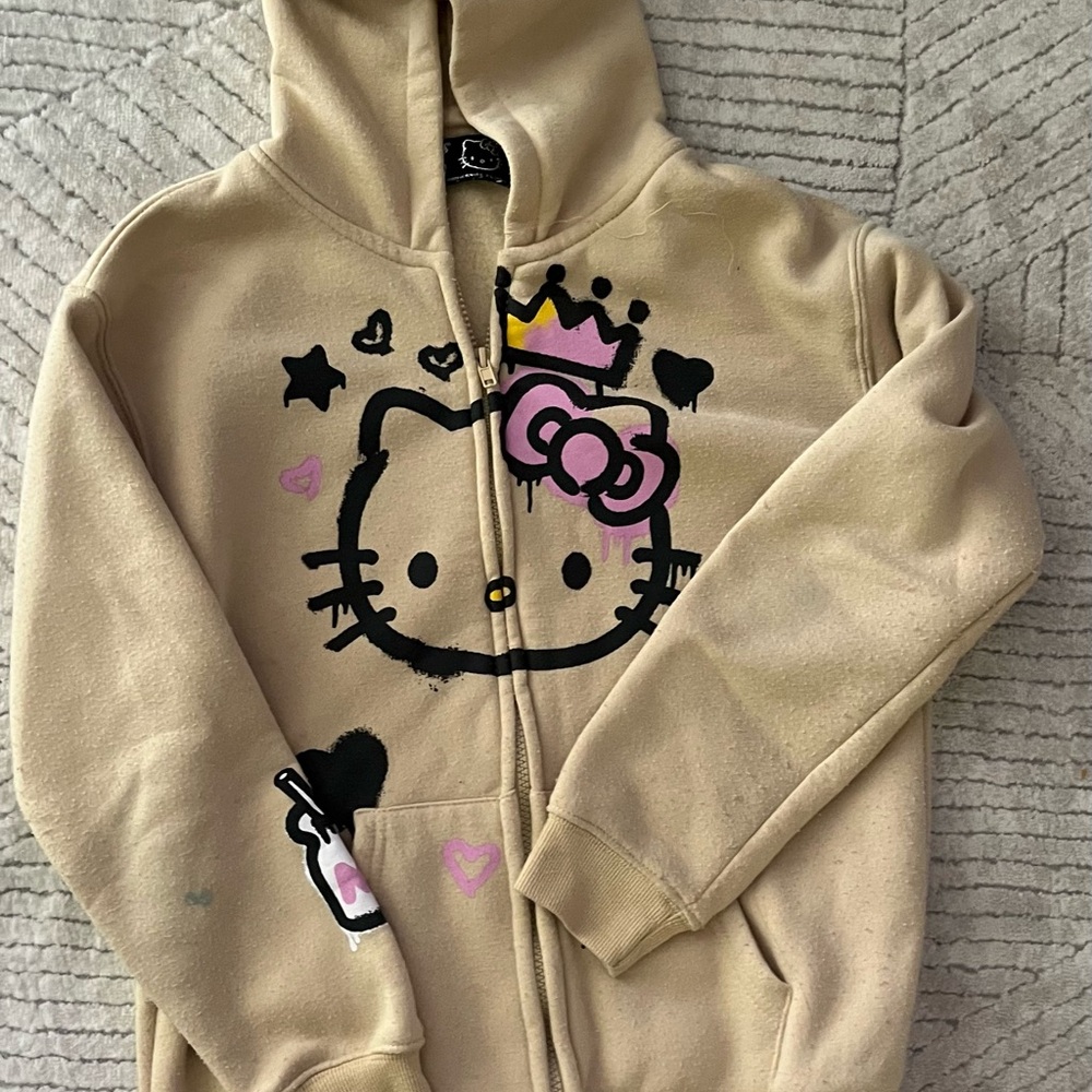 Hello Kitty Forever 21 Colab Yellow Crème Hooded Full Zip Kids